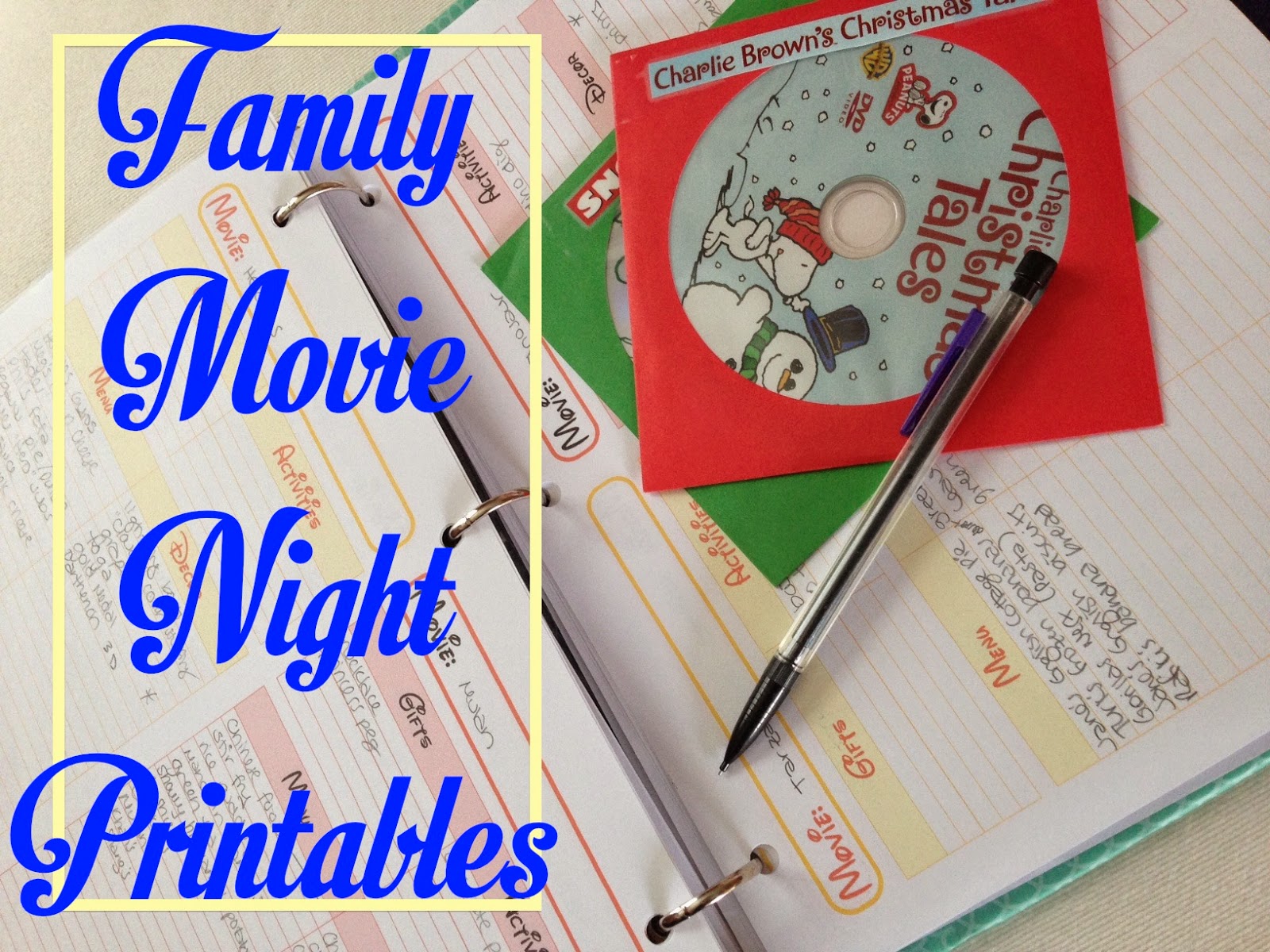 SK Studios Homemaking Family Movie Night printables 