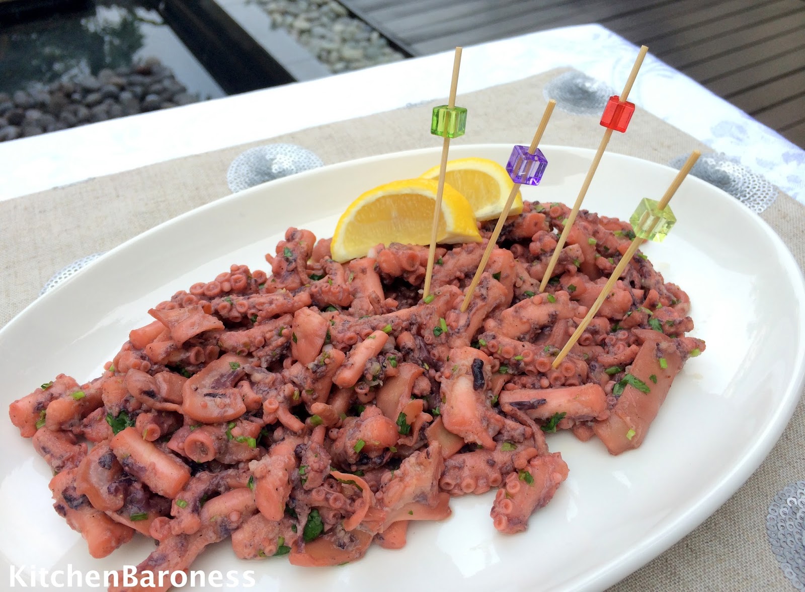 KitchenBaroness: Slow Cooked Octopus In A Sherry Vinegar Garlic Marinade