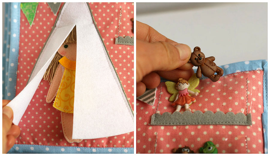 Handmade fabric travel dollhouse, quiet busy book, развивающая книжка, кукольный домик
