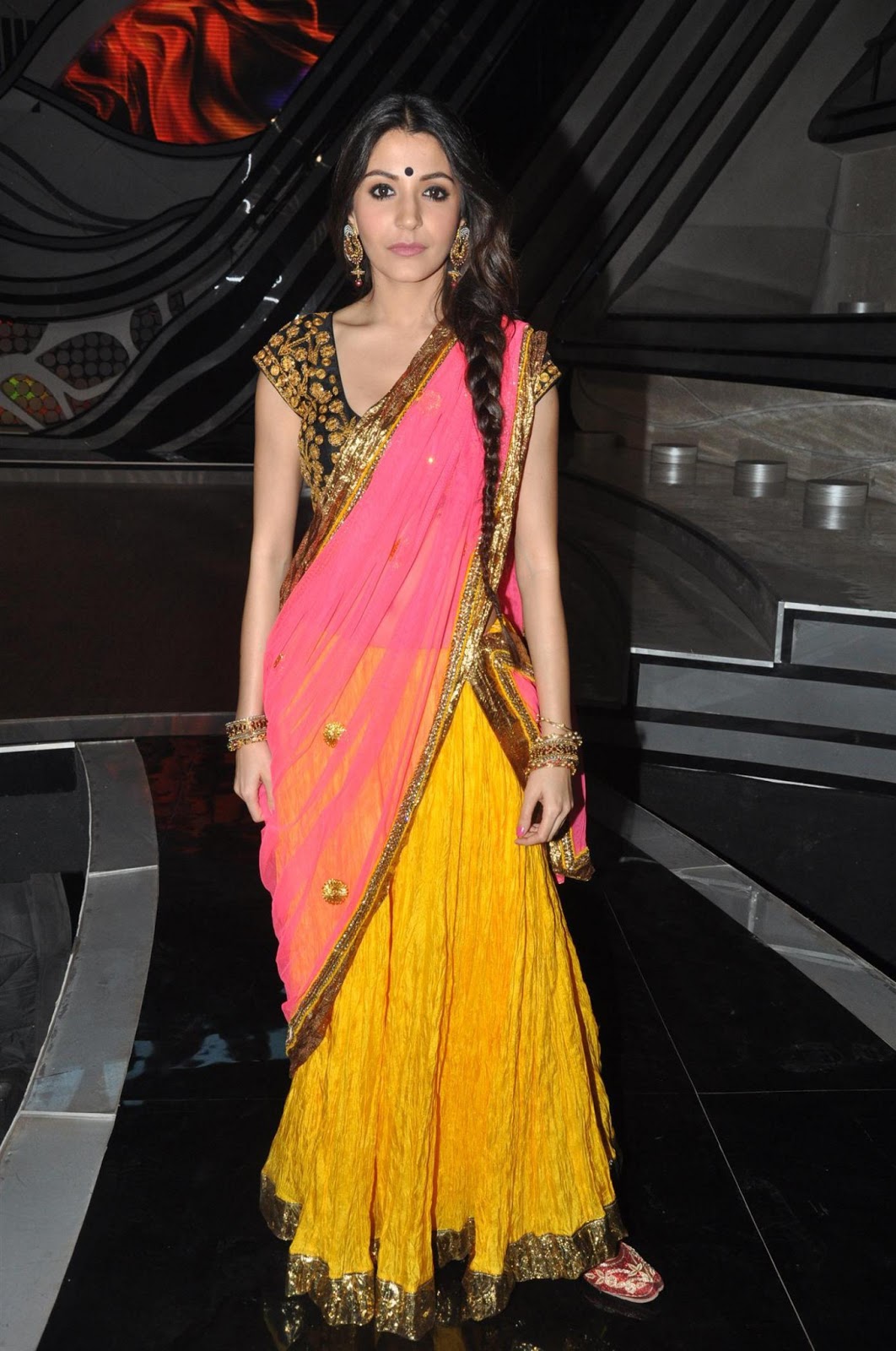 Anushka Sharma Latest Stills In Yellow Half Saree