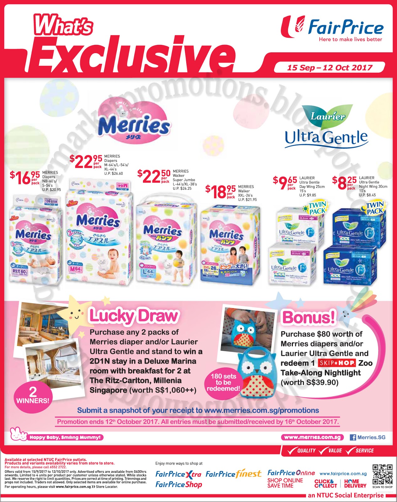 NTUC FairPrice Merries Diapers Promotion 15 September 12 October 2017