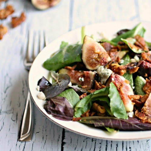 Hungry Couple Fig Salad with Bacon, Blue Cheese and Honeyed Walnuts