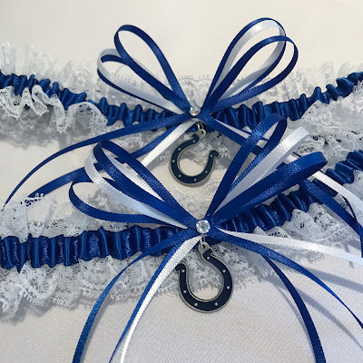 Indianapolis Colts Lace Wedding Garter Set by Sugarplum Garters
