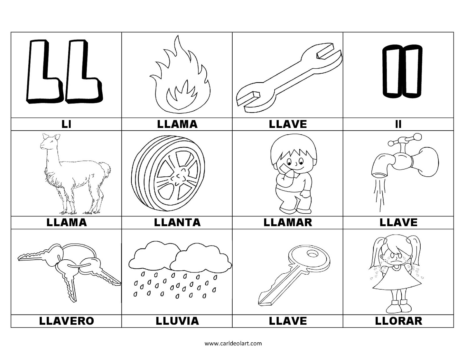 Dibujos Para Colorear Palabras Con Ll