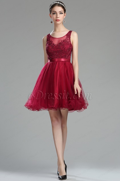  eDressit Sleeveless Red Beaded Casual Cocktail Petite Dress (35170217)