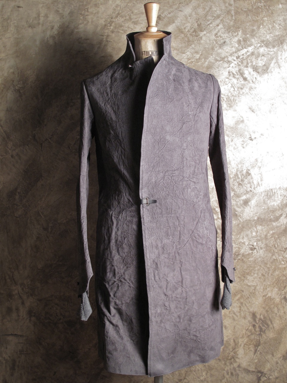ISAAC SELLAM FW 1213 LONG LEATHER COAT MADE OUT OF MOLDABLE MEMORY LEATHER