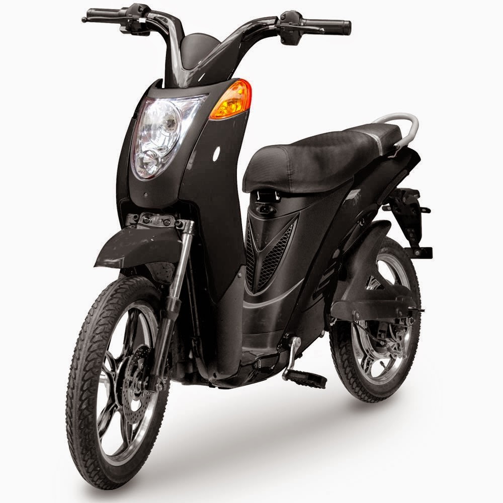 Jetson Electric Bike, black, stylish look of a Vespa or gas-scooter bike, 100% fully electric, 20 mph, 40 miles range per charge