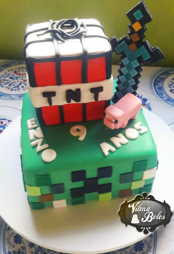 💚💚 Minecraft 🎂 Bolo Minecraft 🍰30 - Vó Vilma Confeitaria