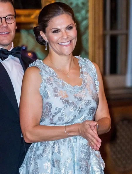 Crown Princess Victoria wore HM dress diamond earrings