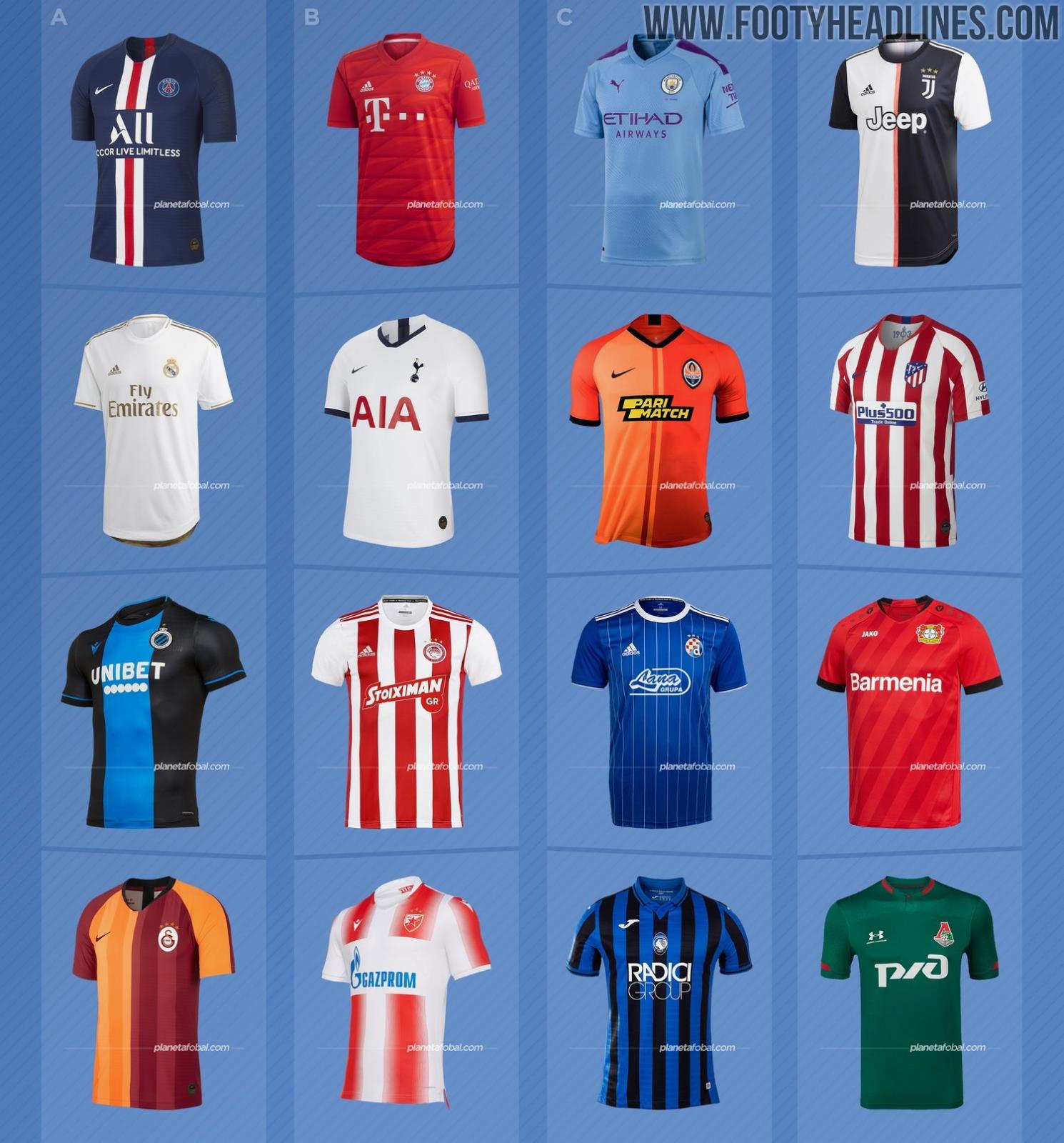 OVERVIEW: All 32 Teams' 2019-20 UEFA Champions League Kits - Footy Headlines