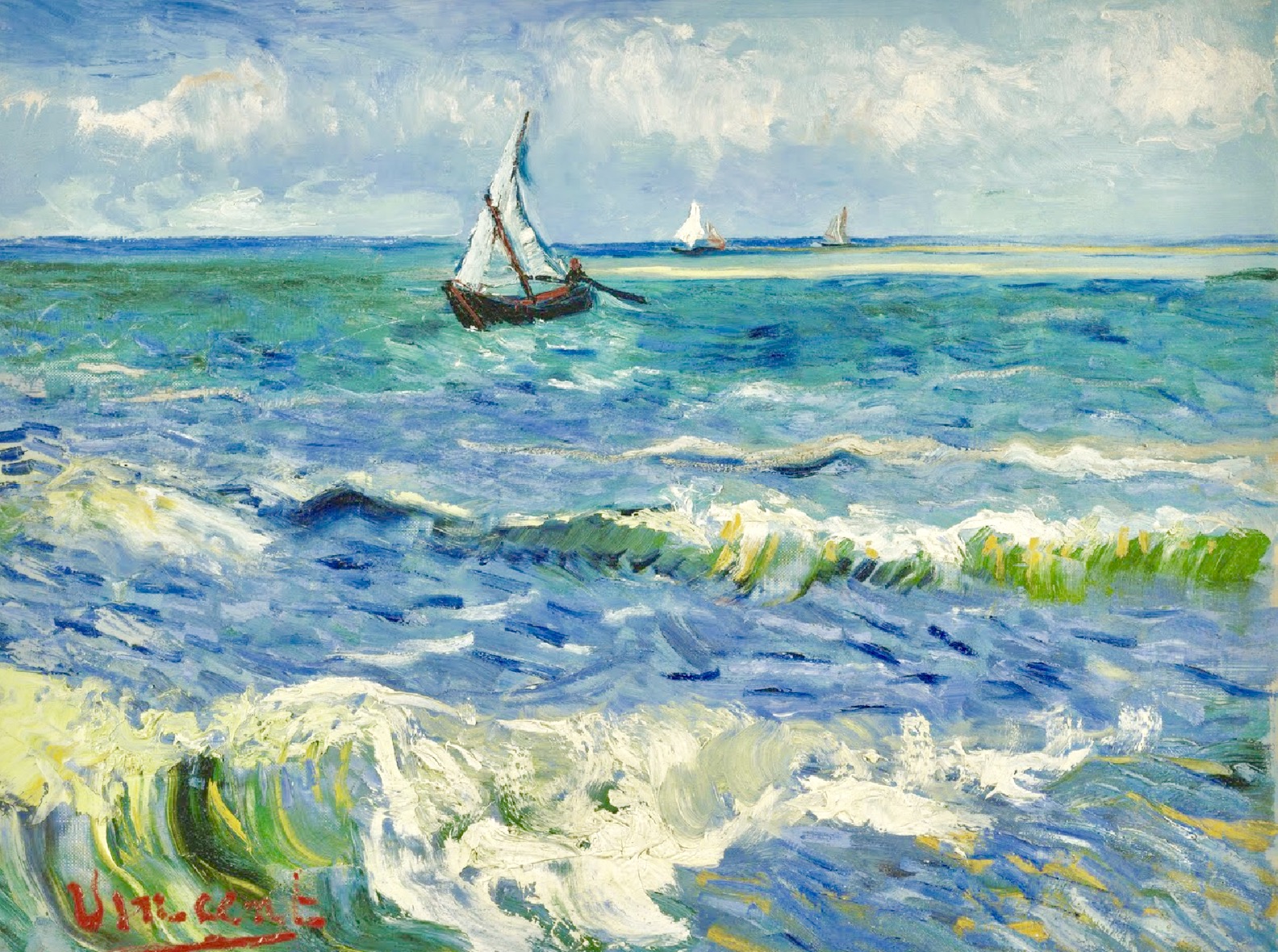 Poder del Arte: Paisaje marino de Les Saintes-Maries-de-la-Mer", de van Gogh
