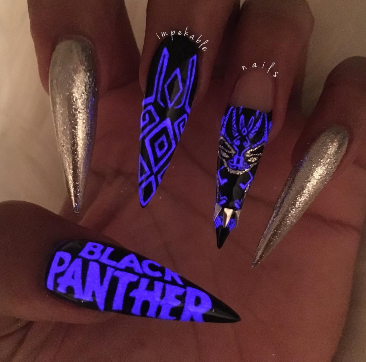 Black Panther Inspired Nails: Slay All Through Wakanda Black Panther nail art inspired by the costumes of each character - Black Panther Inspired Nails: Slay All Through Wakanda