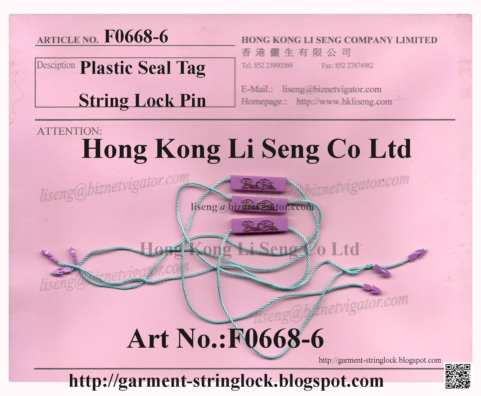 Your Own Plastic Seal Tag Brand Name Trademark String Lock Pin
