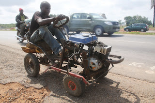 PICTURE: Nigerian Boy Invents Generator Propelled Car 1