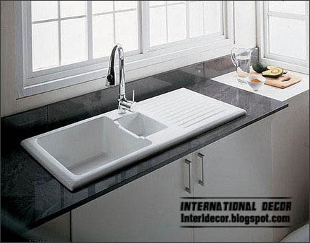 Kitchen sinks rolled edge or frame, black and white sinks