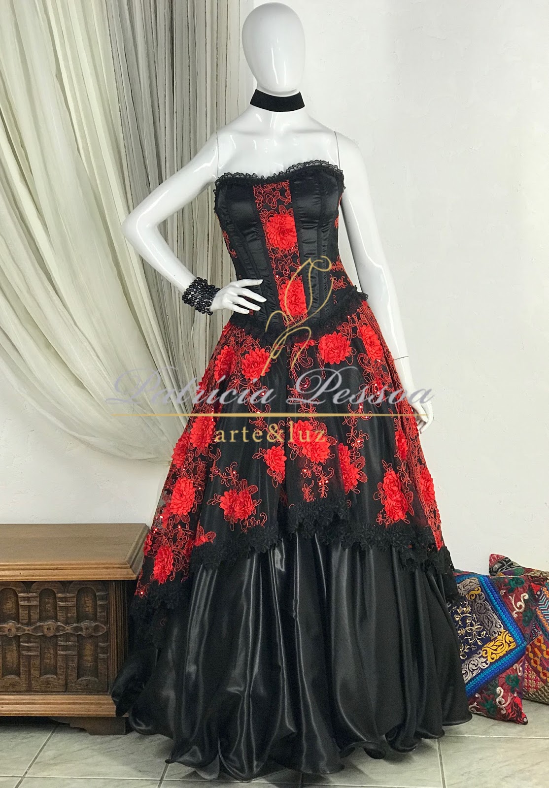 roupas de pomba gira rosa vermelha