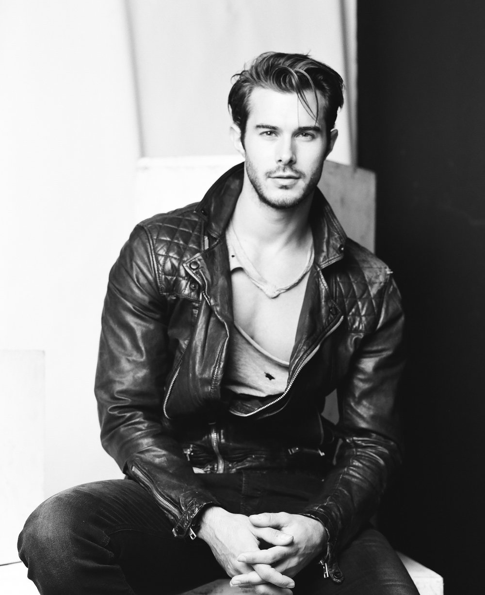 male model leather pants