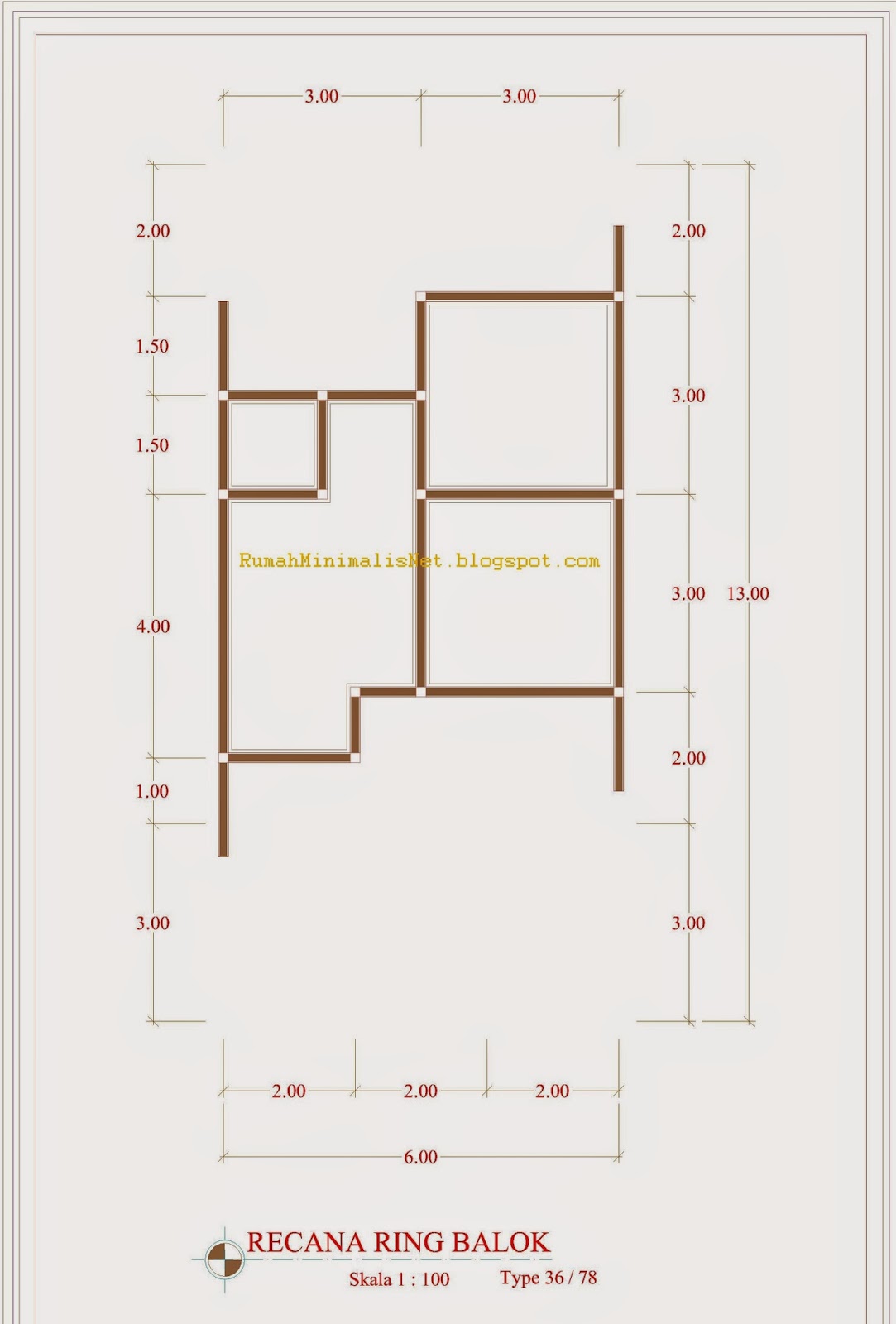 Rencana Ring Balok rumah type 36 minimalis