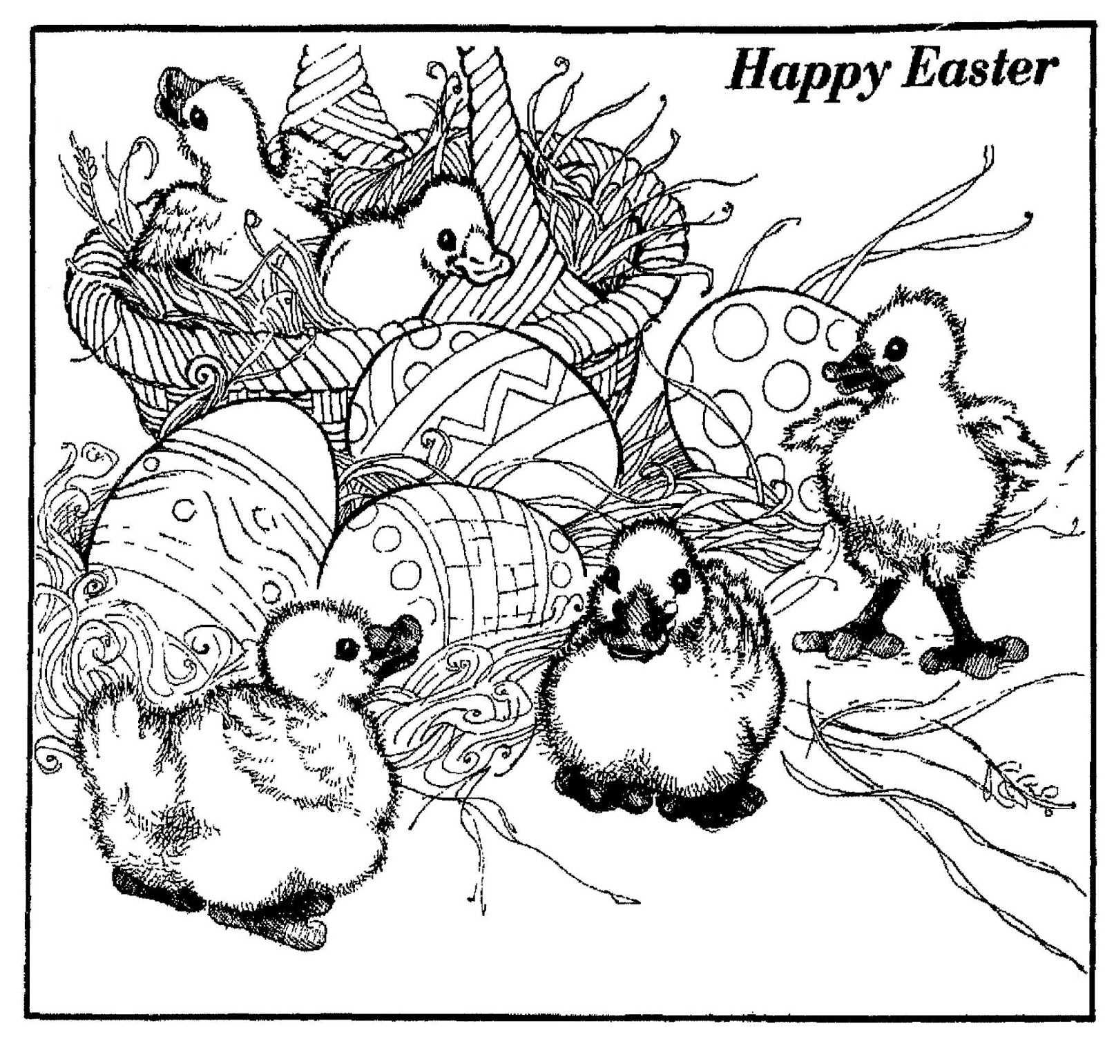 Easter Duckling Family Coloring Pages