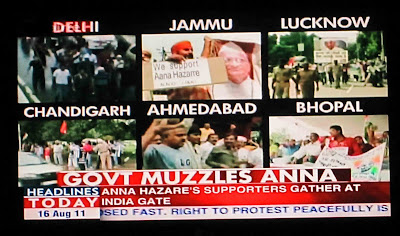Channel showing people protesting Anna's arrest