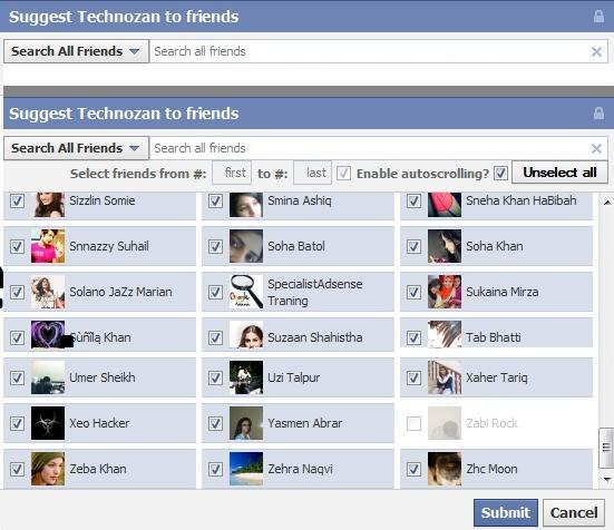 how to select all friends on facebook event 2013