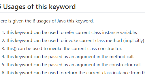 this Keyword in Java