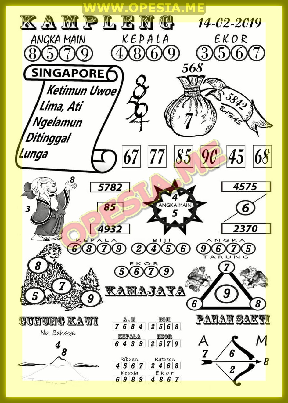 Forum Syair Jawa Sgp Asli Kamis 14 Februari 2019 Okekode