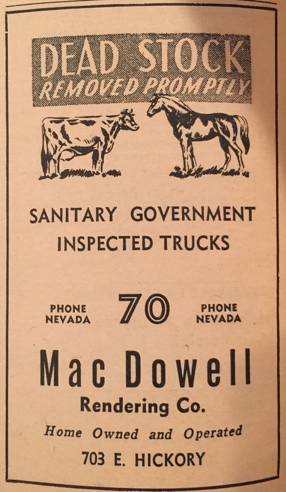 the sphinx A Look At the Nevada, MO Phone Book "Classifieds" (1957)