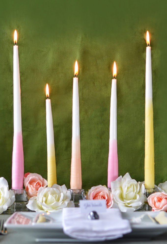 DIY Ombre Dipped Taper Candle Centerpieces