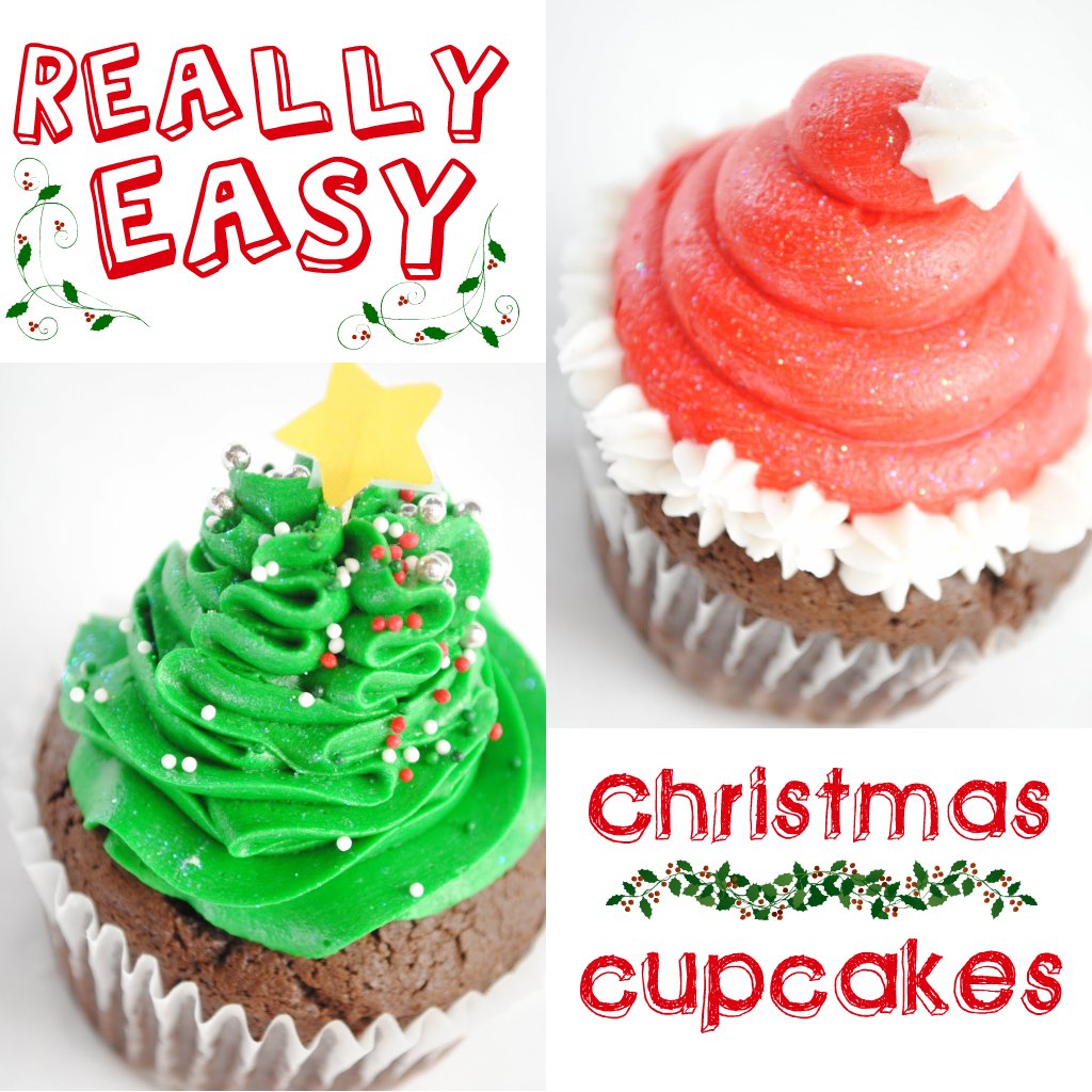 Easy Christmas Cupcakes: Santa Hats and Christmas Trees ...