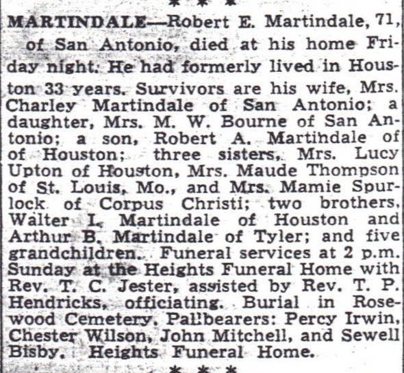 Denise's Life in the Past Lane Sunday's Obituary Robert E. Martindale