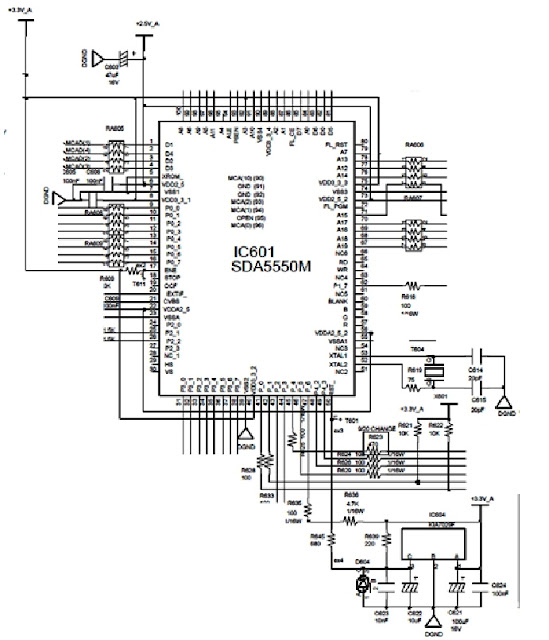 Hình 7 - CPU và các mạch cấp nguồn, mạch Reset và thạch anh dao động. 