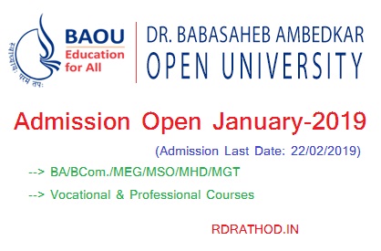 BAOU Admission January 2019