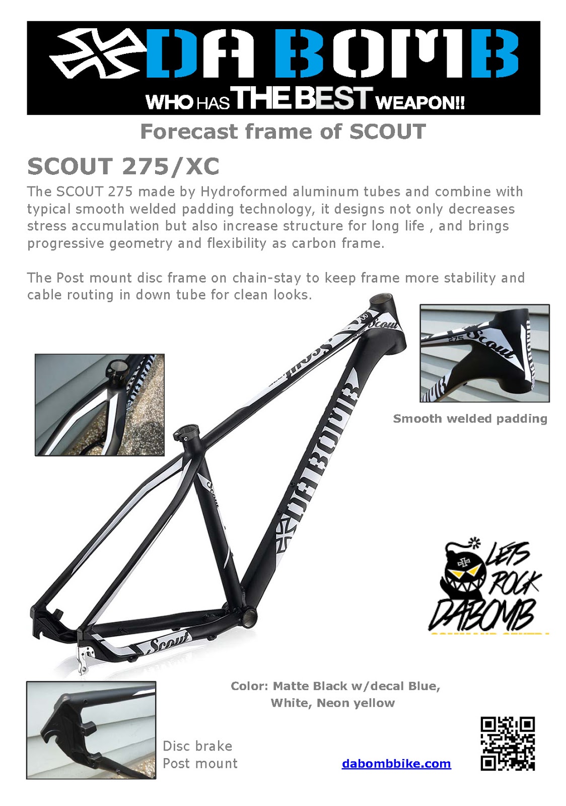 DA BOMB Bikes Extreme MTB Frames & Components SCOUT FRAME