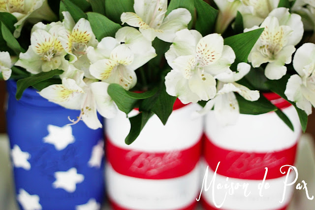 American Flag Mason Jars- Maison de Pax