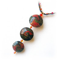 Polymer Clay Necklace with swirled lentil beads