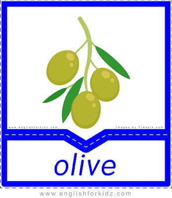 Olives - English flashcards for the fruits and vegetables topic