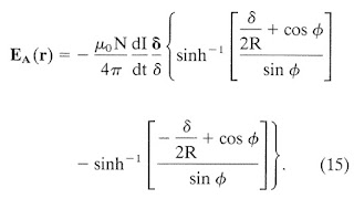 Equation (15) in The Electric Field During Magnetic Stimulation by Roth, Cohen ad Hallett (Electroencephalography and Clinical Neurophysiology, Suppl 43: 268-278, 1991).
