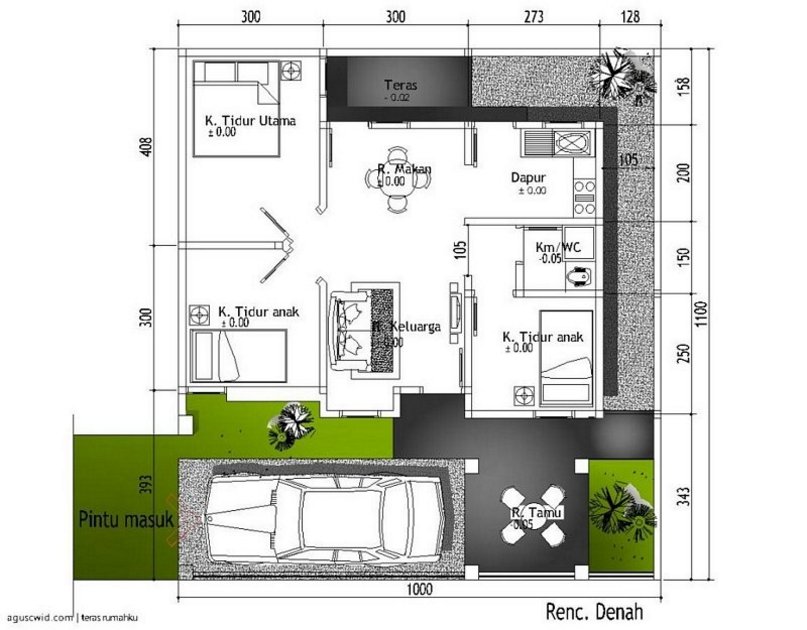 Desain Denah Rumah Ukuran 9x10 Inspiratif Modelrumahe Moderen Gambar