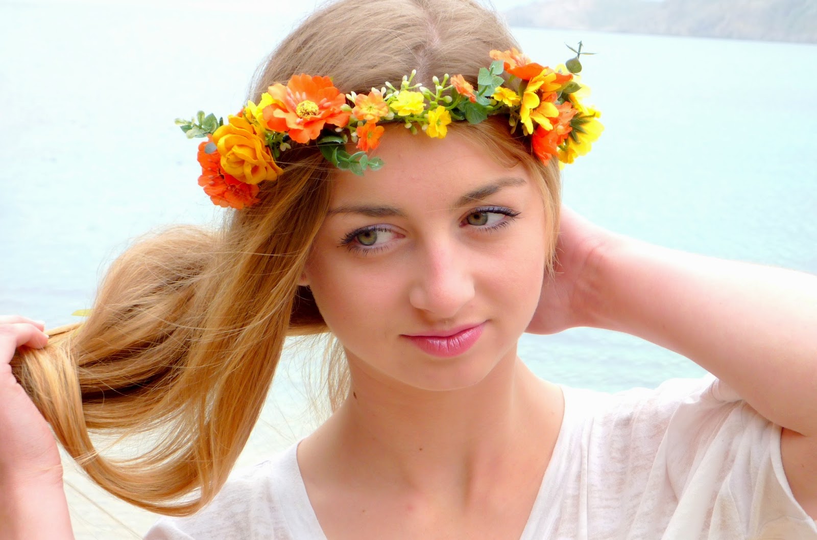 Orange, yellow Flower Crown, Woodland Halo, Floral Crown, Bohemian headpiece, Boho flower, Girls