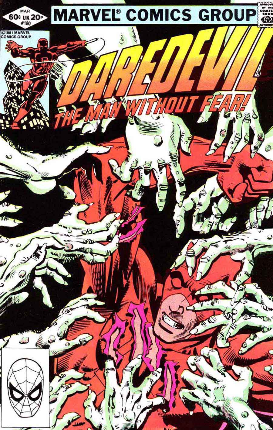 Daredevil v1 #180 marvel comic book cover art by Frank Miller