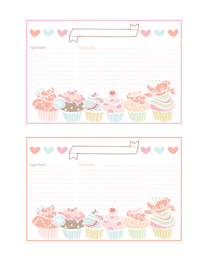 Cupcake Recipe Cards And More All Free The Cottage Market