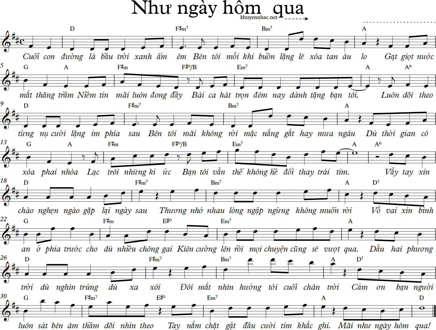 Như ngày hôm qua - Khuyến Nhạc Lê Mai Như ngày hôm qua - Khuyến Nhạc Lê Mai