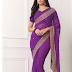 Beautiful Purple Saree with Georgette with Stitched Blouse