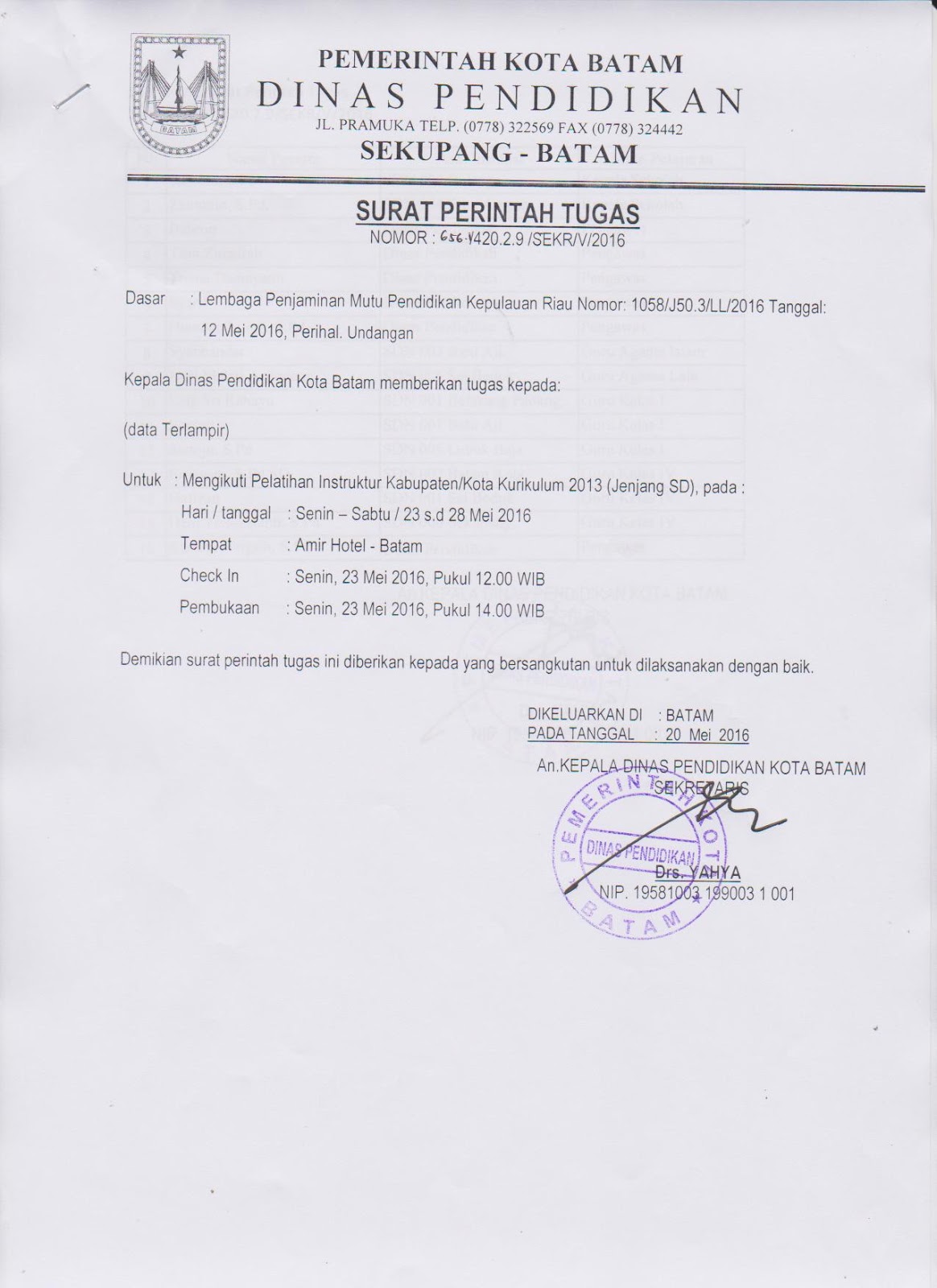 Contoh Surat Tugas Guru Mengikuti Pelatihan Kurikulum 2013 ...
