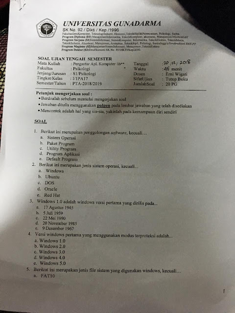 Kumpulan Tugas Soal Uts Pengantar Apl Komputer 1b Psikologi Gunadarma