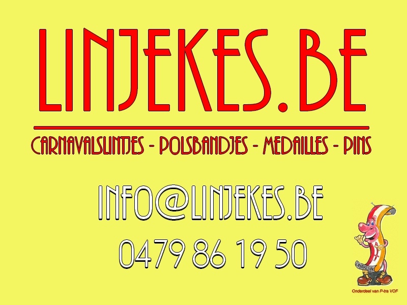 Carnavalslintjes - medailles - pins - polsbandjes - bedrukking - licht (panelen/draad) - foamhoeden