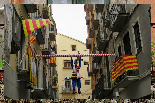 Catalan flags and decorations in Girona, Costa Brava
