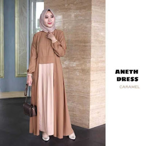 Gamis Dress Aneth Caramel