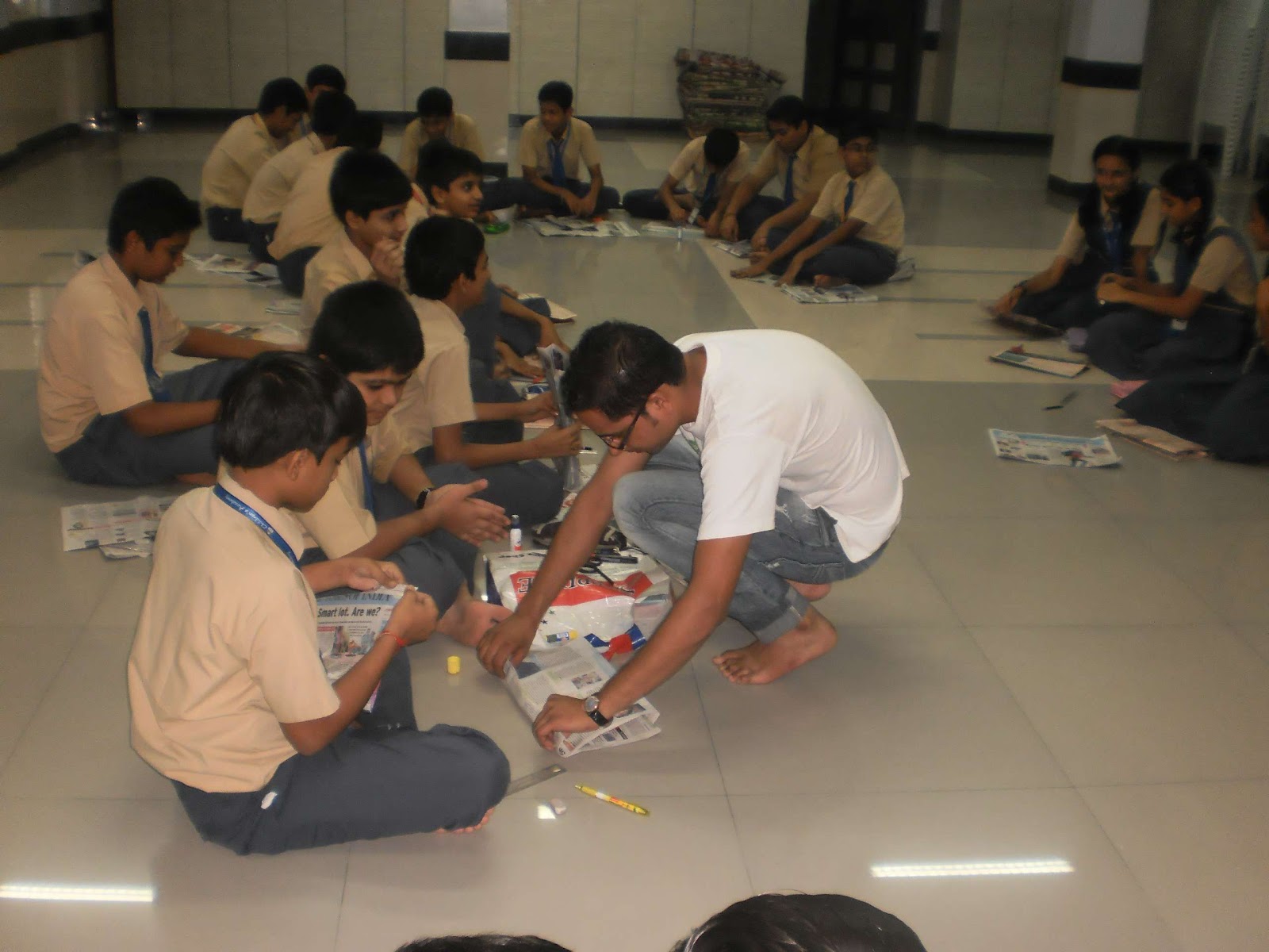 Paper bag making Children's Academy Group of Schools,Ashok Nagar
